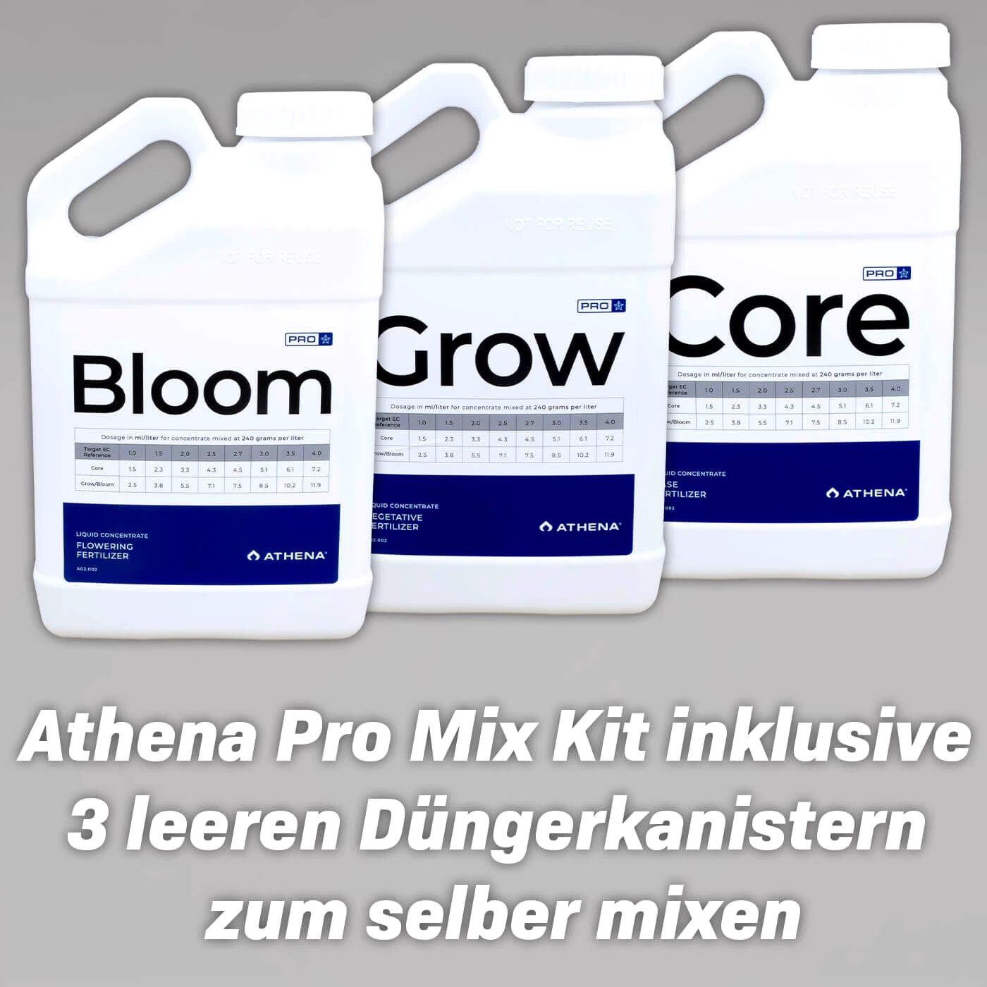 Athena Pro Mix Kit, mit jeweils 3,79L Core, Grow und Bloom