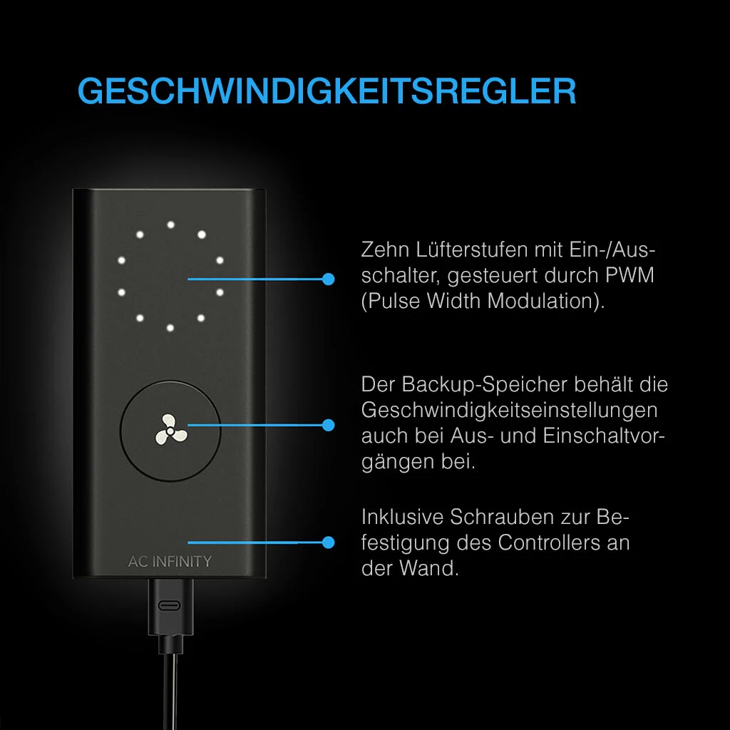 AC Infinity CLOUDLINE PRO S6, leises Inline-Lüftersystem mit Drehzahlregler, 150 mm