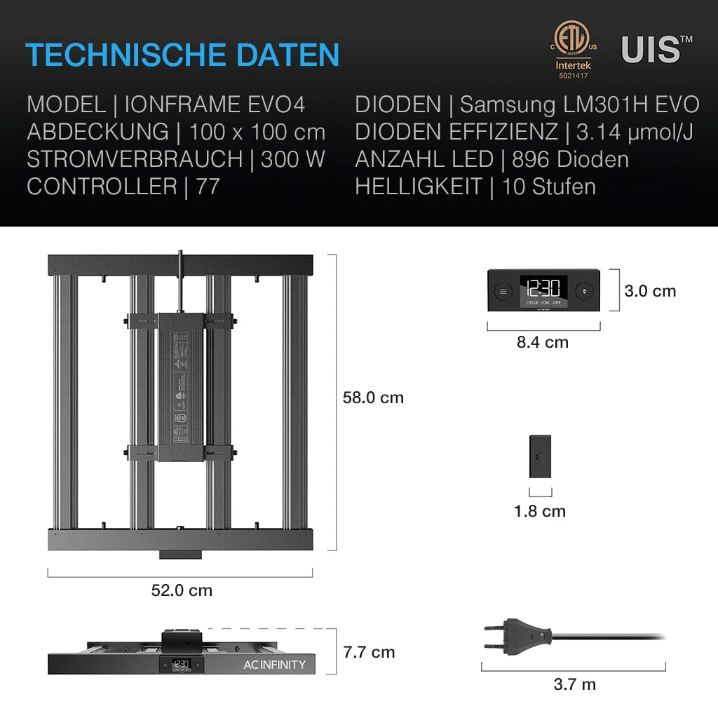 AC Infinity IONFRAME EVO4, LED Grow Light 300W