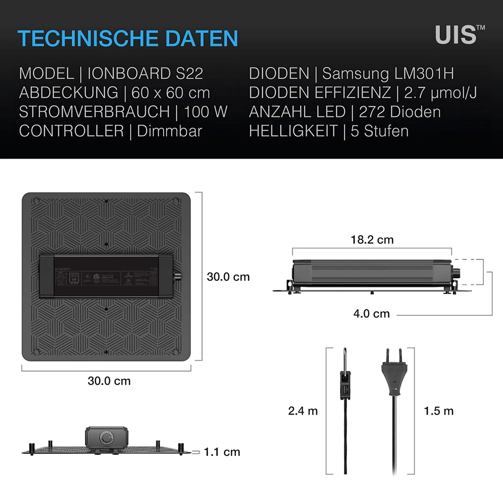 AC Infinity IONBOARD S22, Vollspektrum LED Grow Light 115W