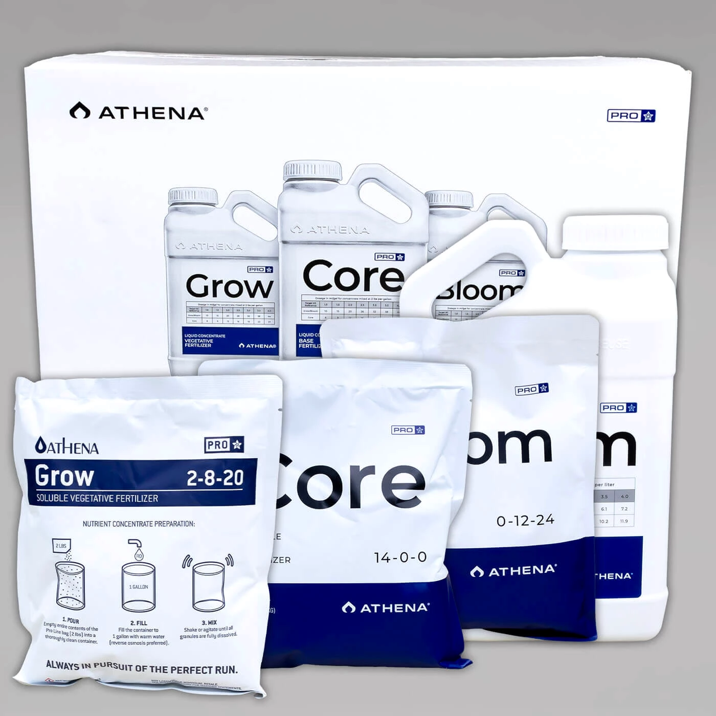 Athena Pro Mix Kit, mit jeweils 3,79L Core, Grow und Bloom